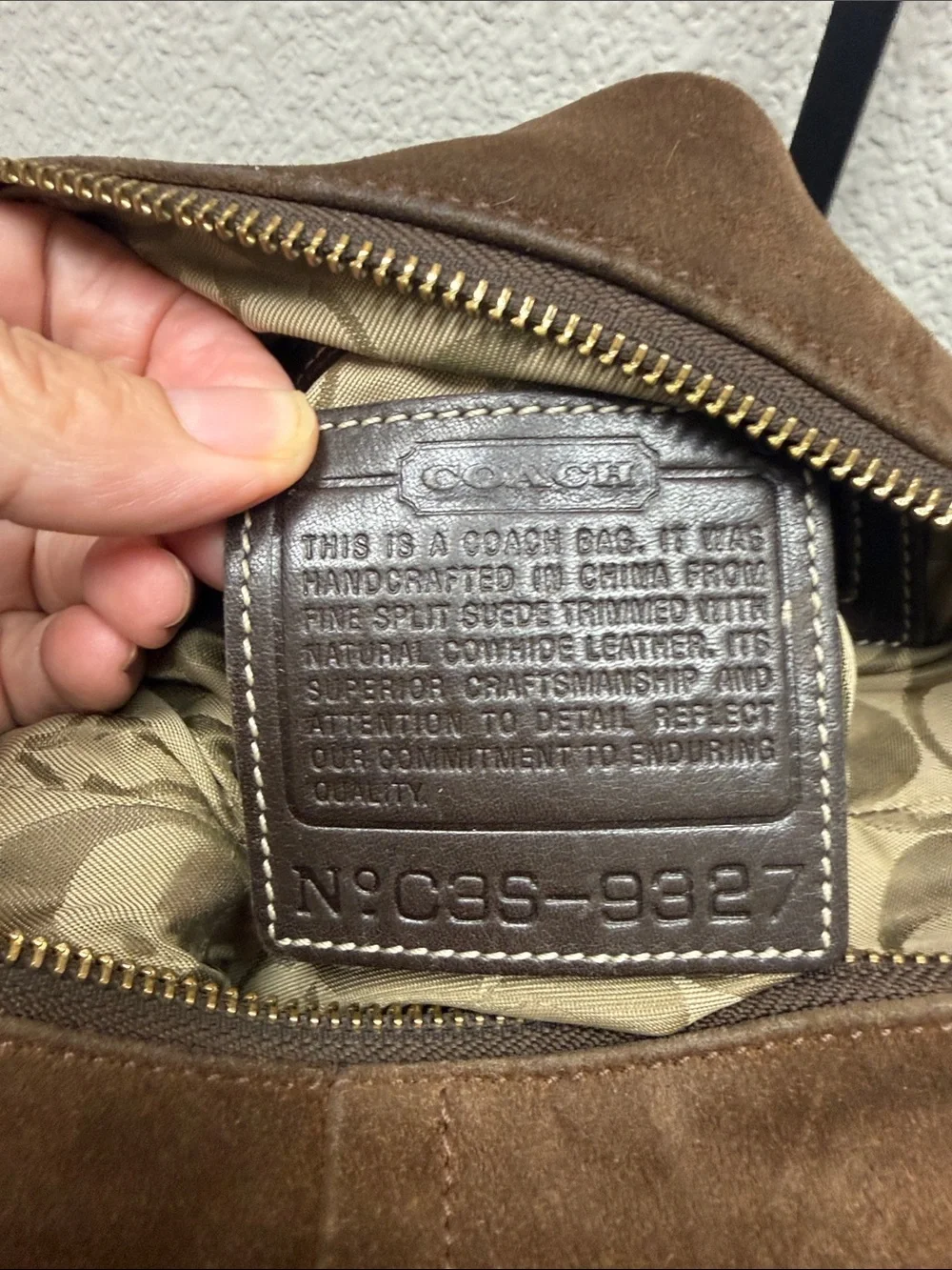 Vintage Coach Legacy Brown Suede Hobo Bag with Dark Brown Leather Strap